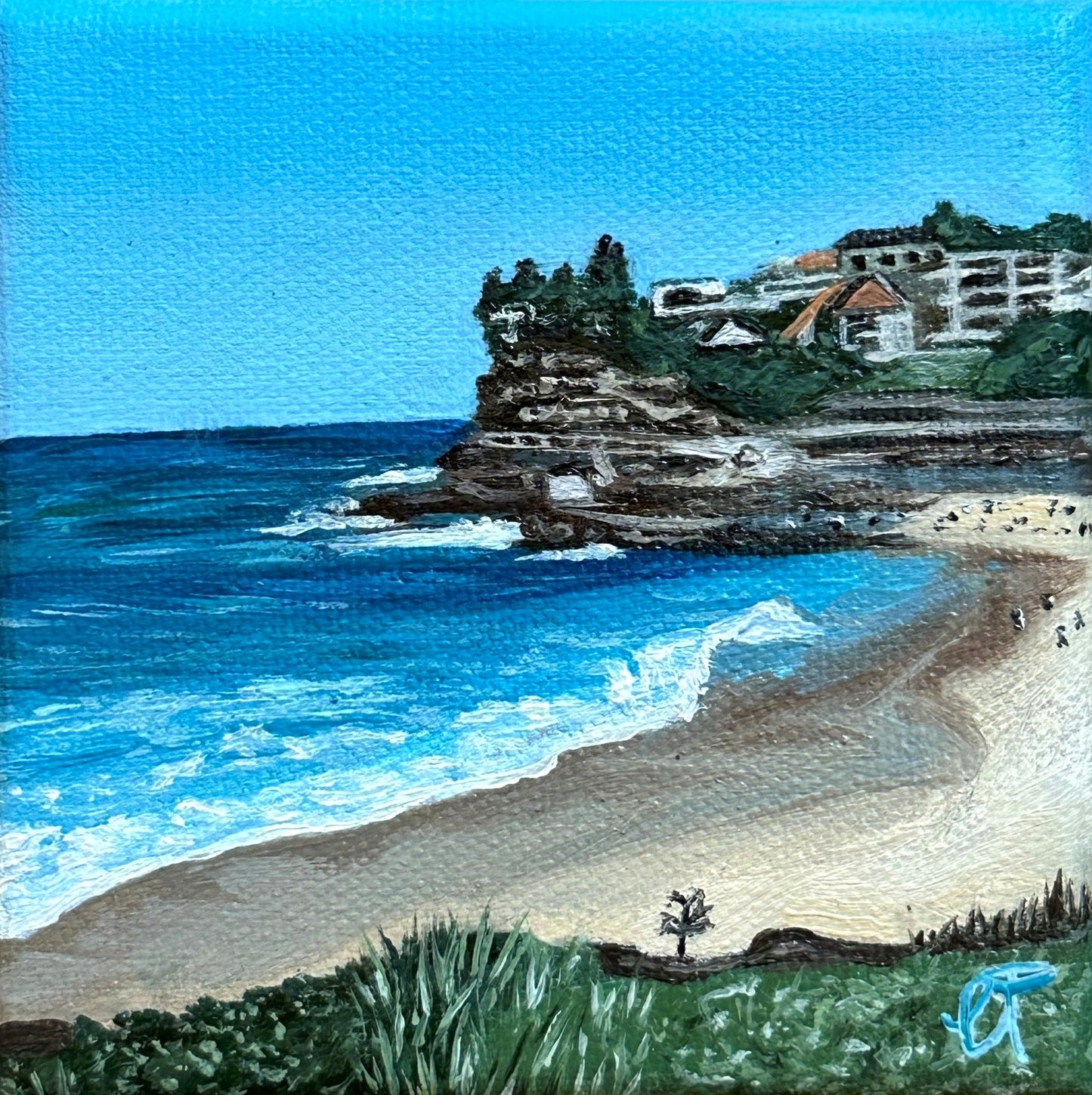 Miniature oil painting of Bronte Beach