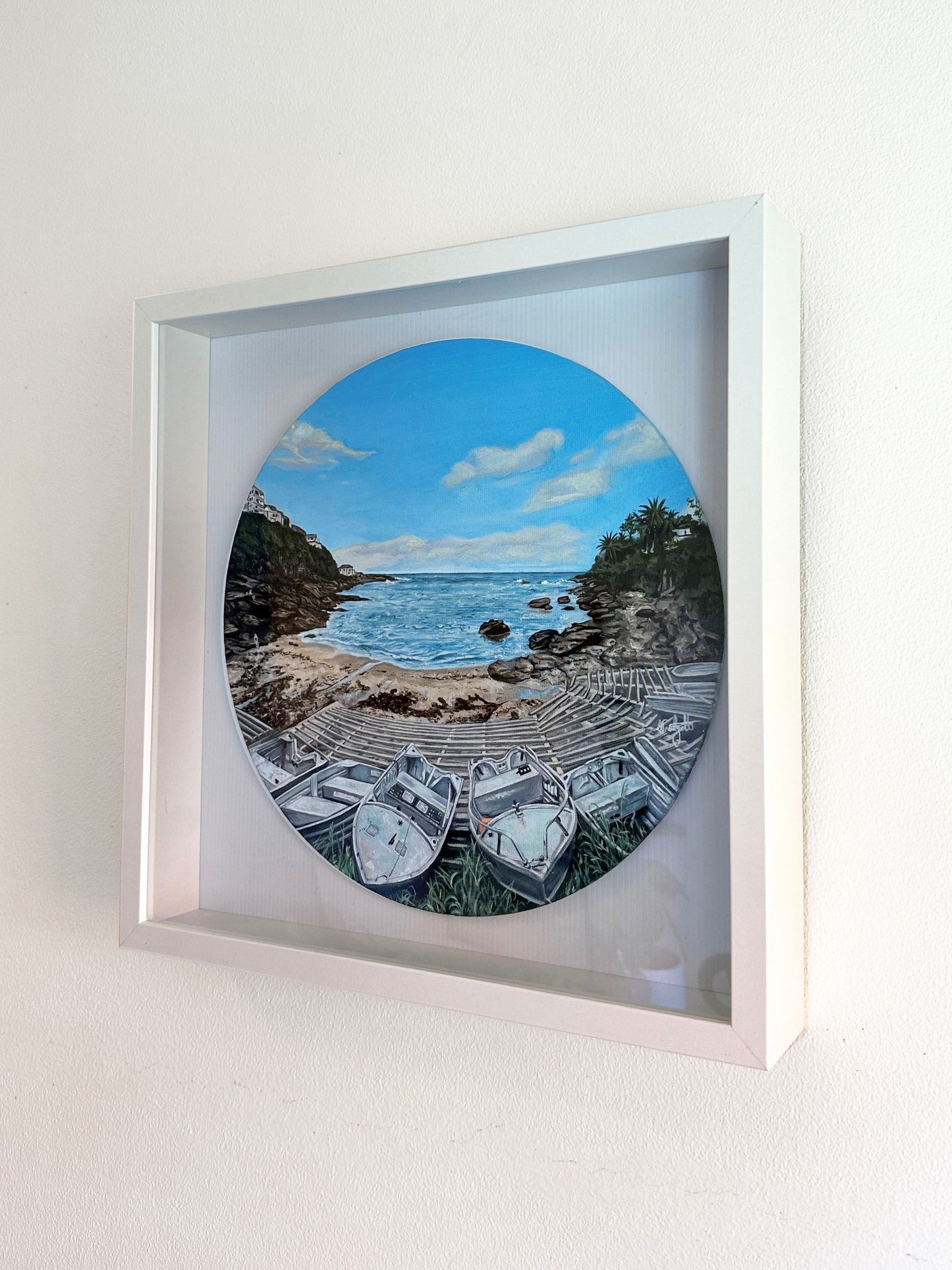 Gordons Bay Beach in Coogee, Original Oil Painting with calm Waves. An iconic Eastern Sydney beach