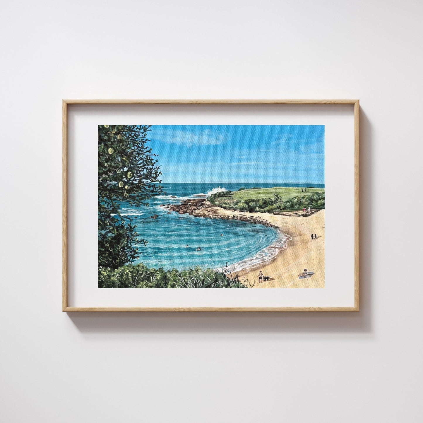 Oil painting of a quiet day at Little Bay beach, seascape