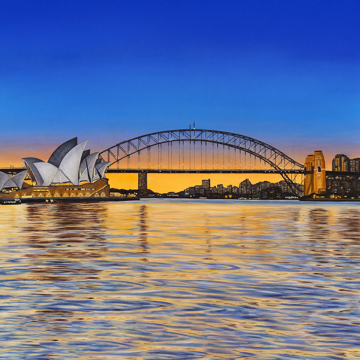 Sydney Harbour Sunset Greeting Card - Harbour Bridge and Opera House