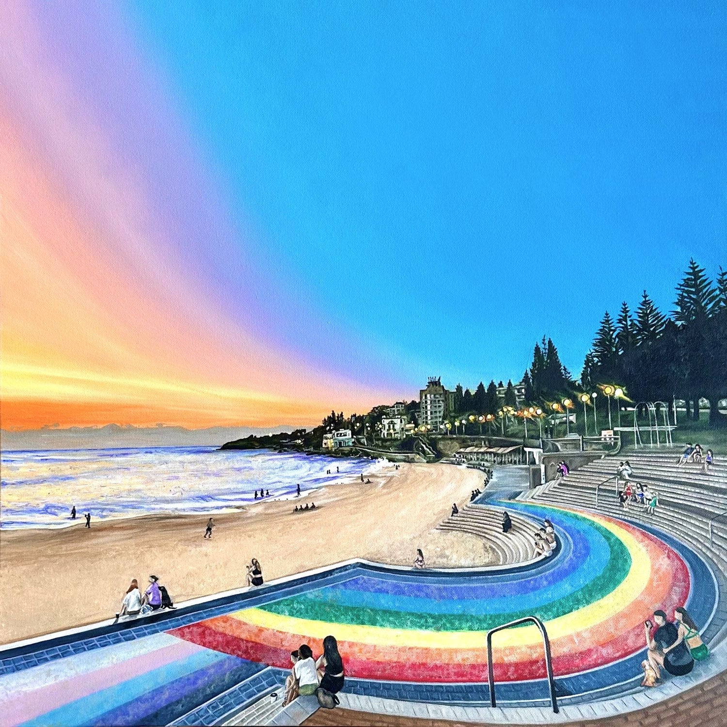 coogee rainbow steps at coogee beach, sydney, australia coastal fine art 