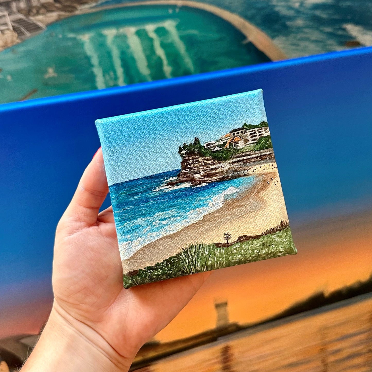 Miniature oil painting of Bronte Beach