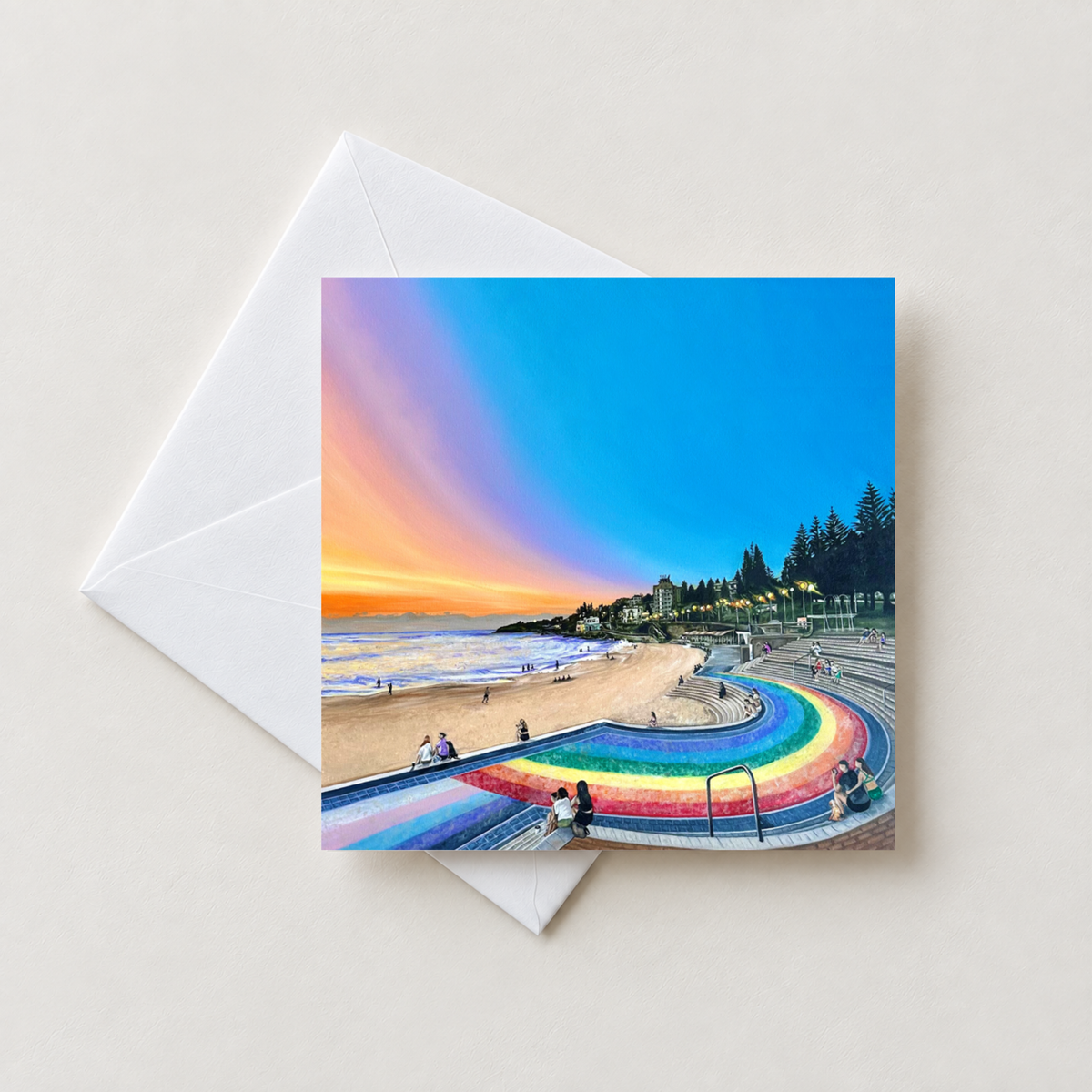 Coogee Beach Rainbow Steps Sydney Greeting Card