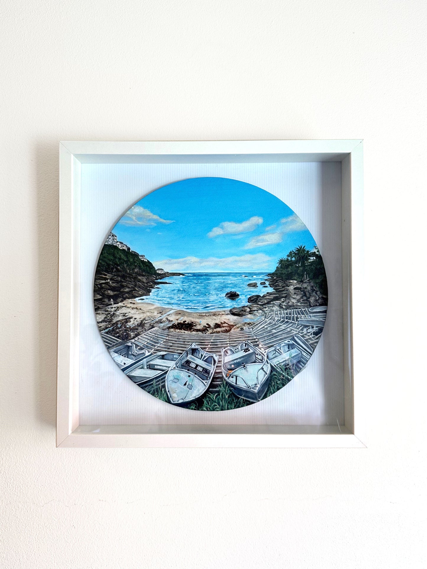 Gordons Bay Beach in Coogee, Original Oil Painting with calm Waves. An iconic Eastern Sydney beach