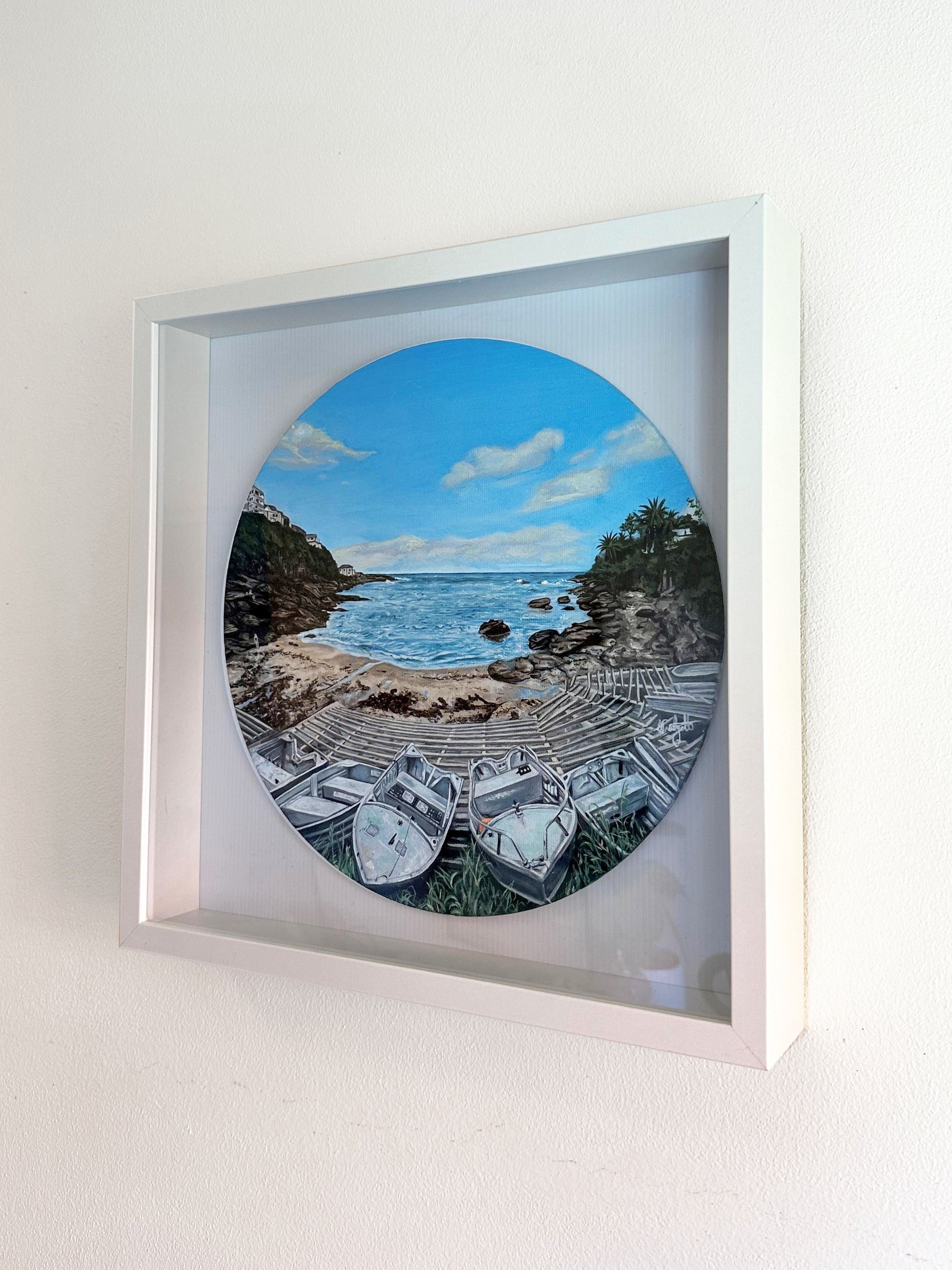 Gordons Bay Beach in Coogee, Original Oil Painting with calm Waves. An iconic Eastern Sydney beach