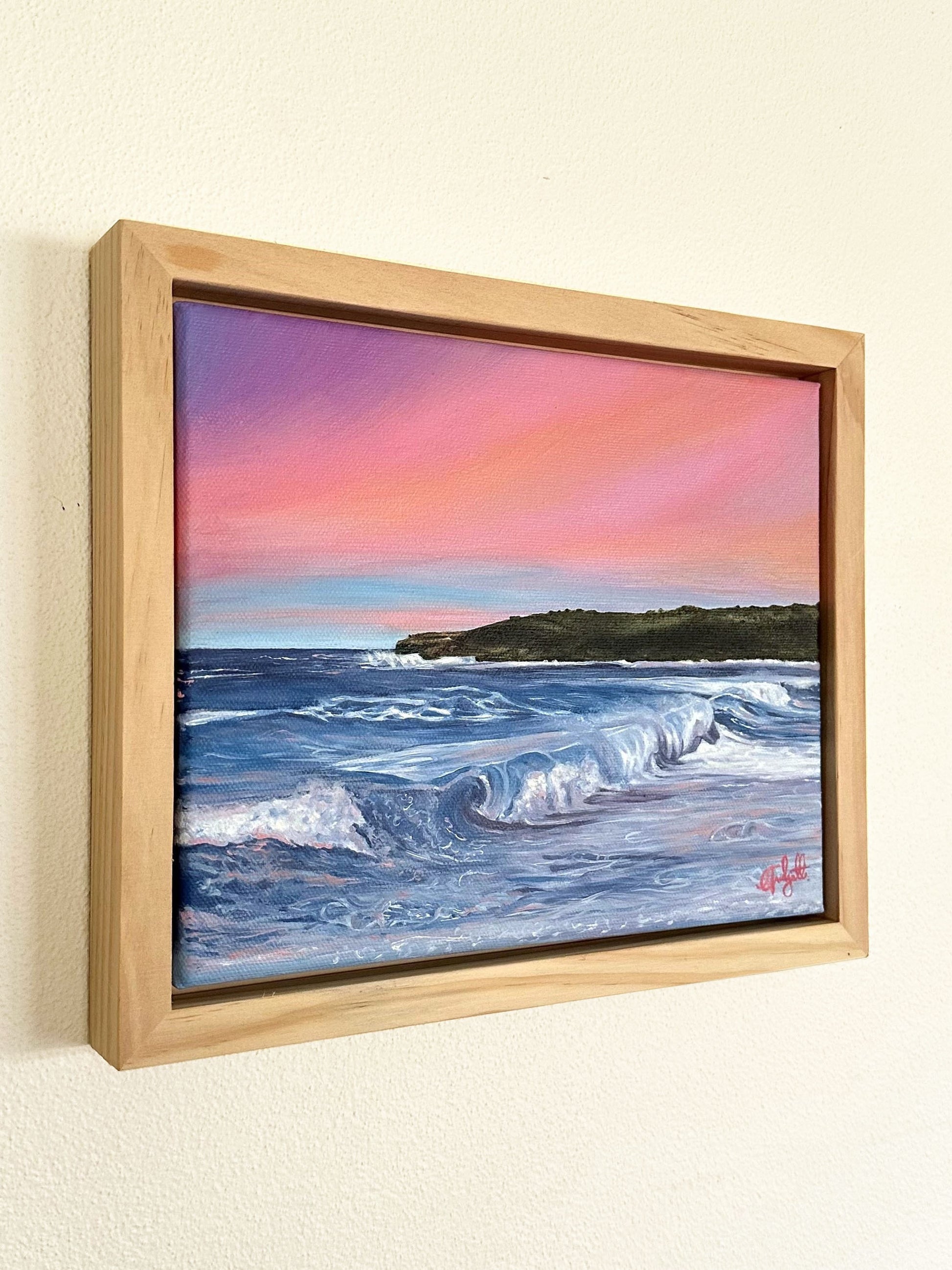 Maroubra Beach Original Oil Painting with Sunrise Sunset and Waves