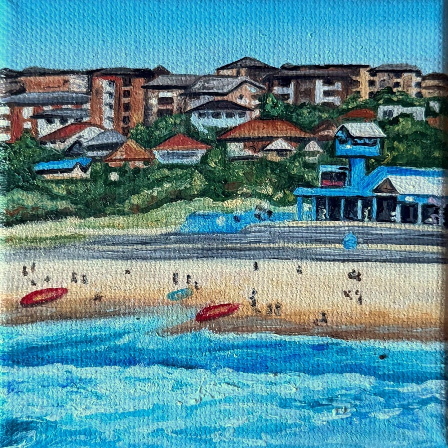 Mini oil painting of Maroubra Beach