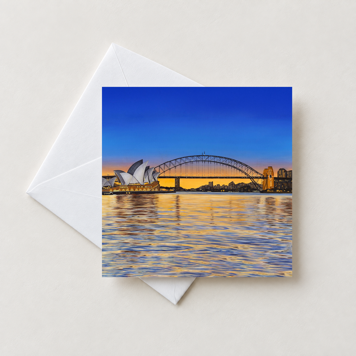 Sydney Harbour Sunset Greeting Card - Harbour Bridge and Opera House