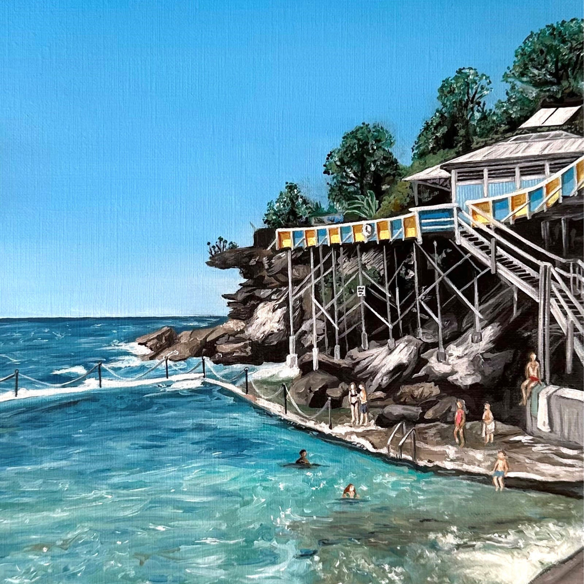 Wylie's Baths Coogee Beach Sydney Painting Greeting Card 